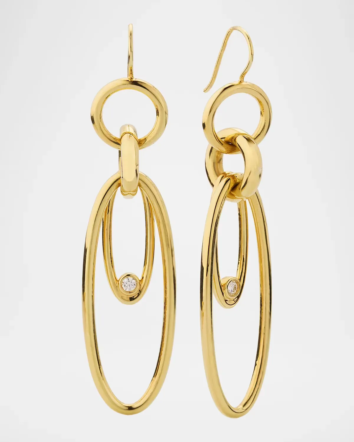 Circle and Oval Links Jetset 18K Gold Earrings with Diamonds by Ippolita
