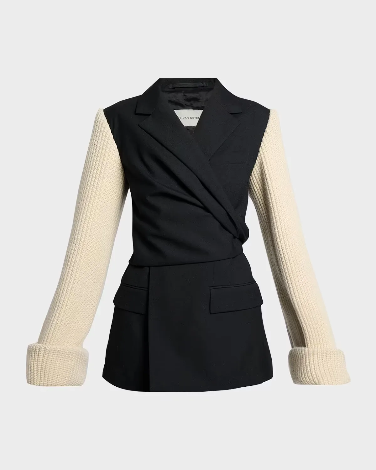 Beline Knit-Sleeves Wrap Blazer Jacket by Dries Van Noten