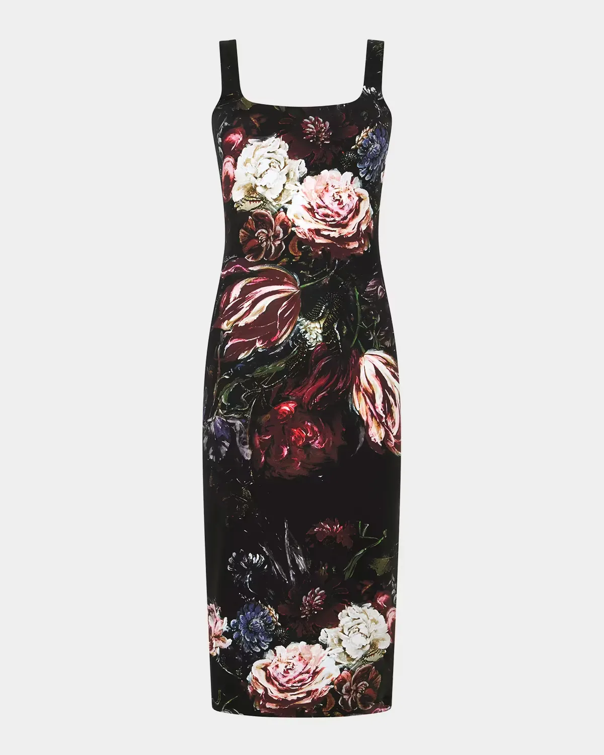 Sleeveless Floral Bouquet Stretch Jersey Midi Dress by Roberto Cavalli