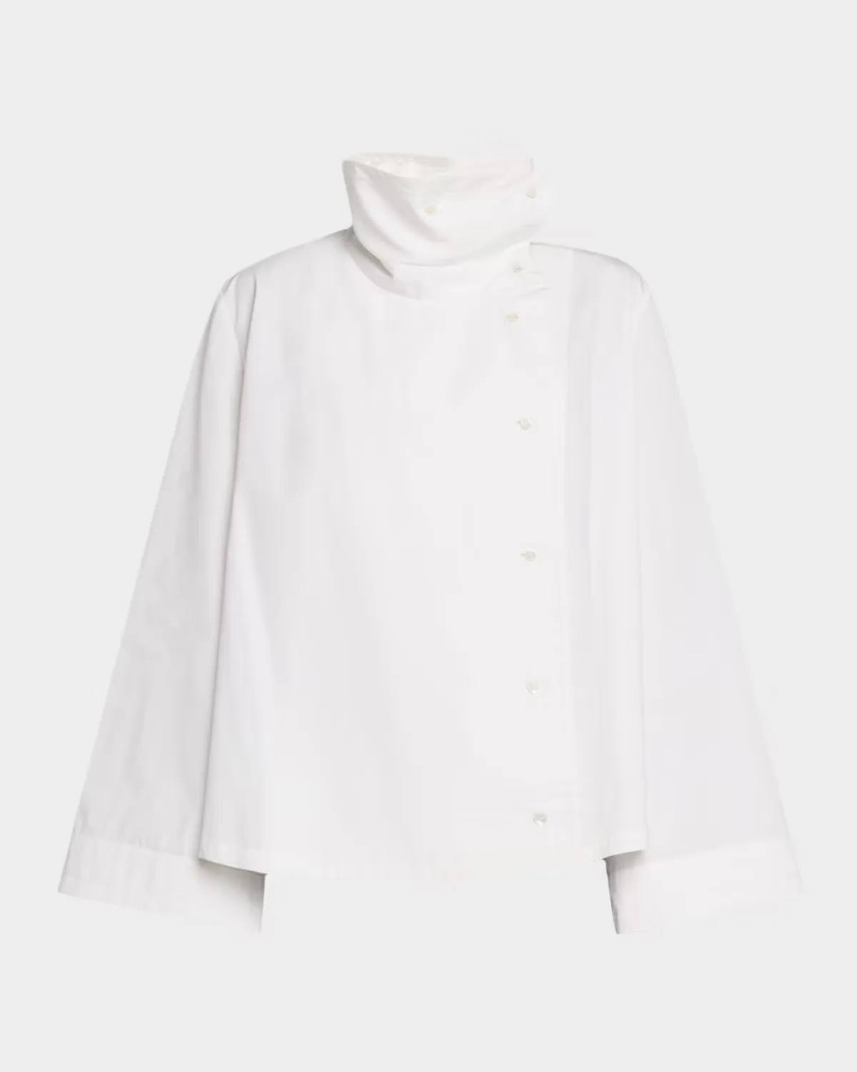 Draped Collar Cotton-Silk Shirt by Co