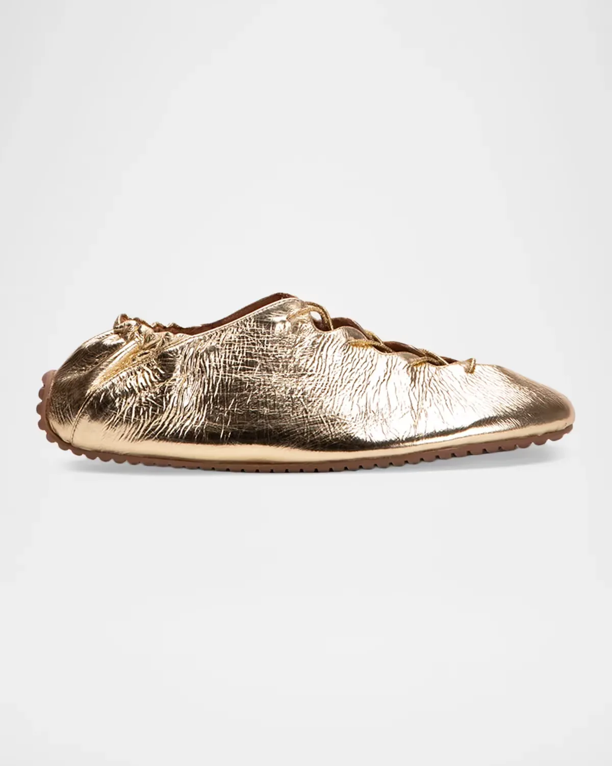 Milly Metallic Leather Lace-Up Ballerina Flats by Odiss