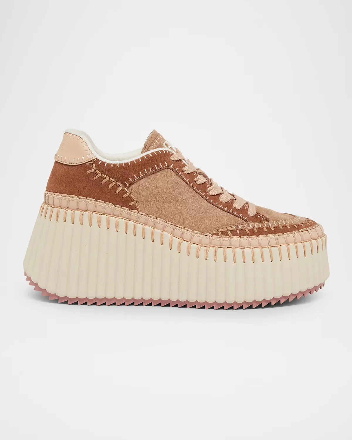 Nama Mixed Leather Stitch Platform Sneakers