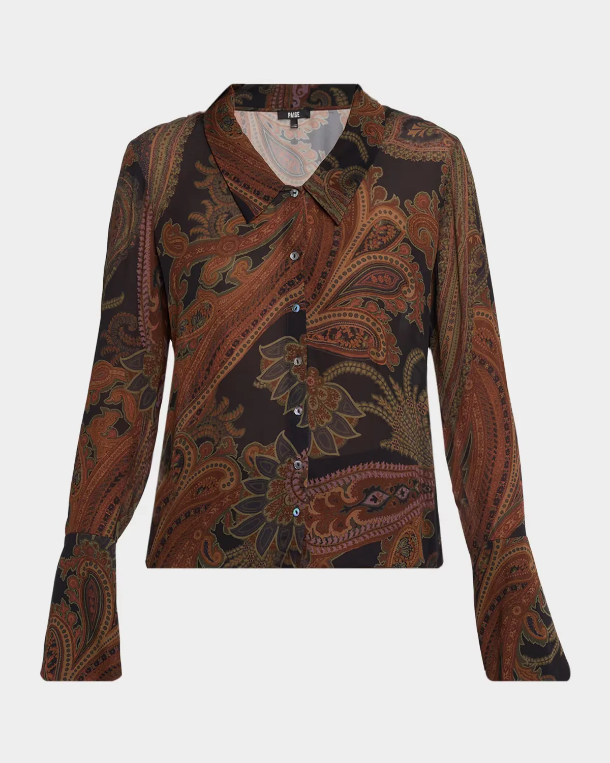 Rosalinda Paisley Button-Front Blouse by PAIGE