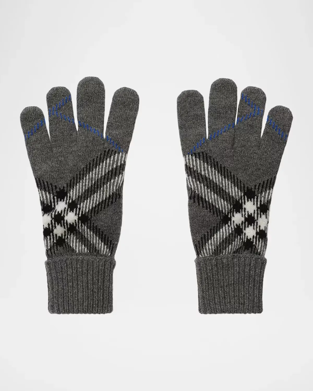 Check Cashmere-Blend Knit Gloves by Burberry