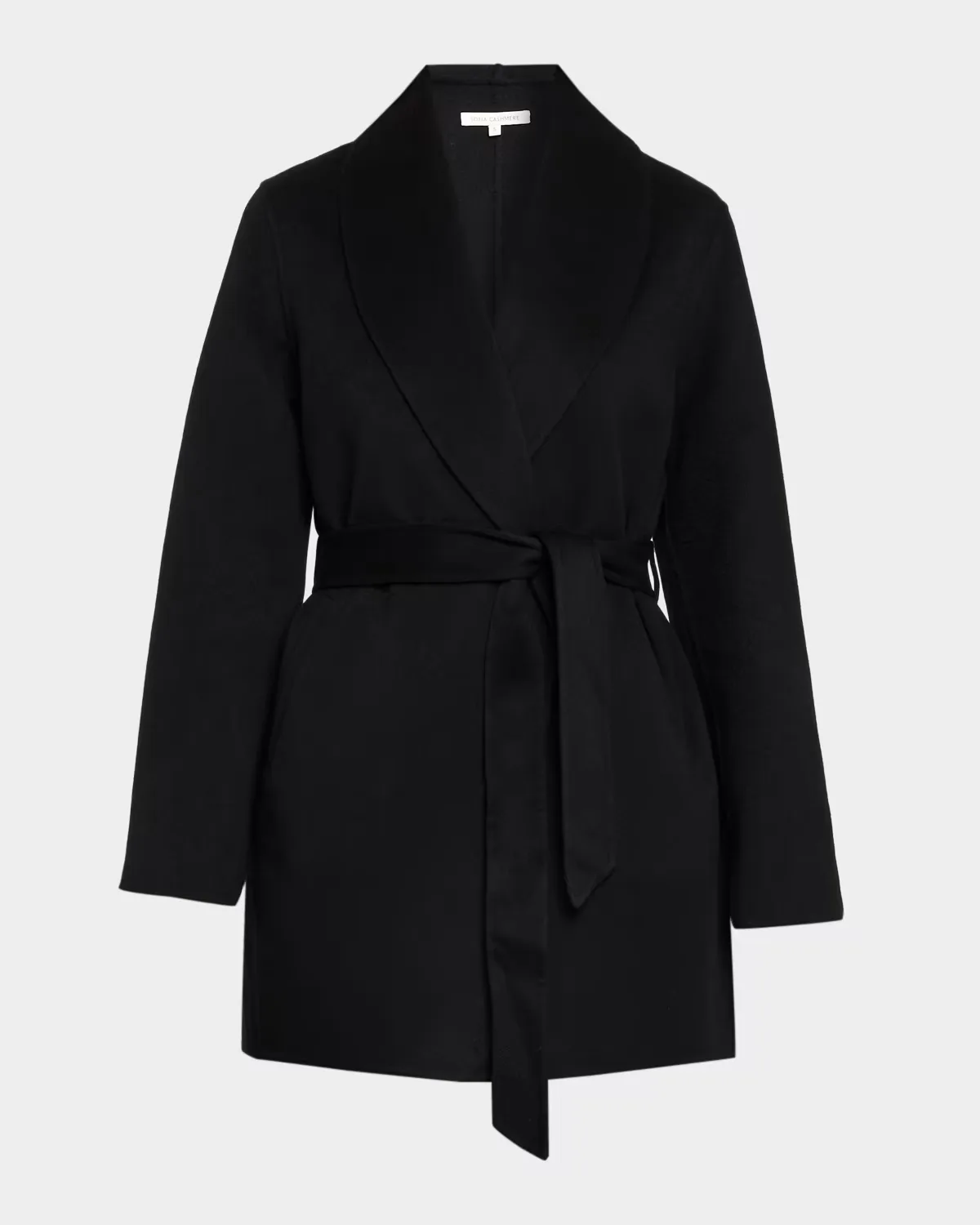 Double Face Wool-Cashmere-Blend Belted Wrap Coat by Sofia Cashmere