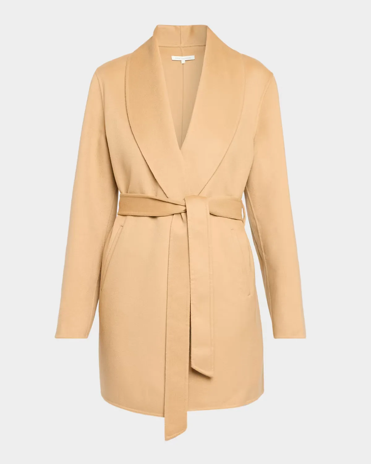 Double Face Wool-Cashmere-Blend Belted Wrap Coat
