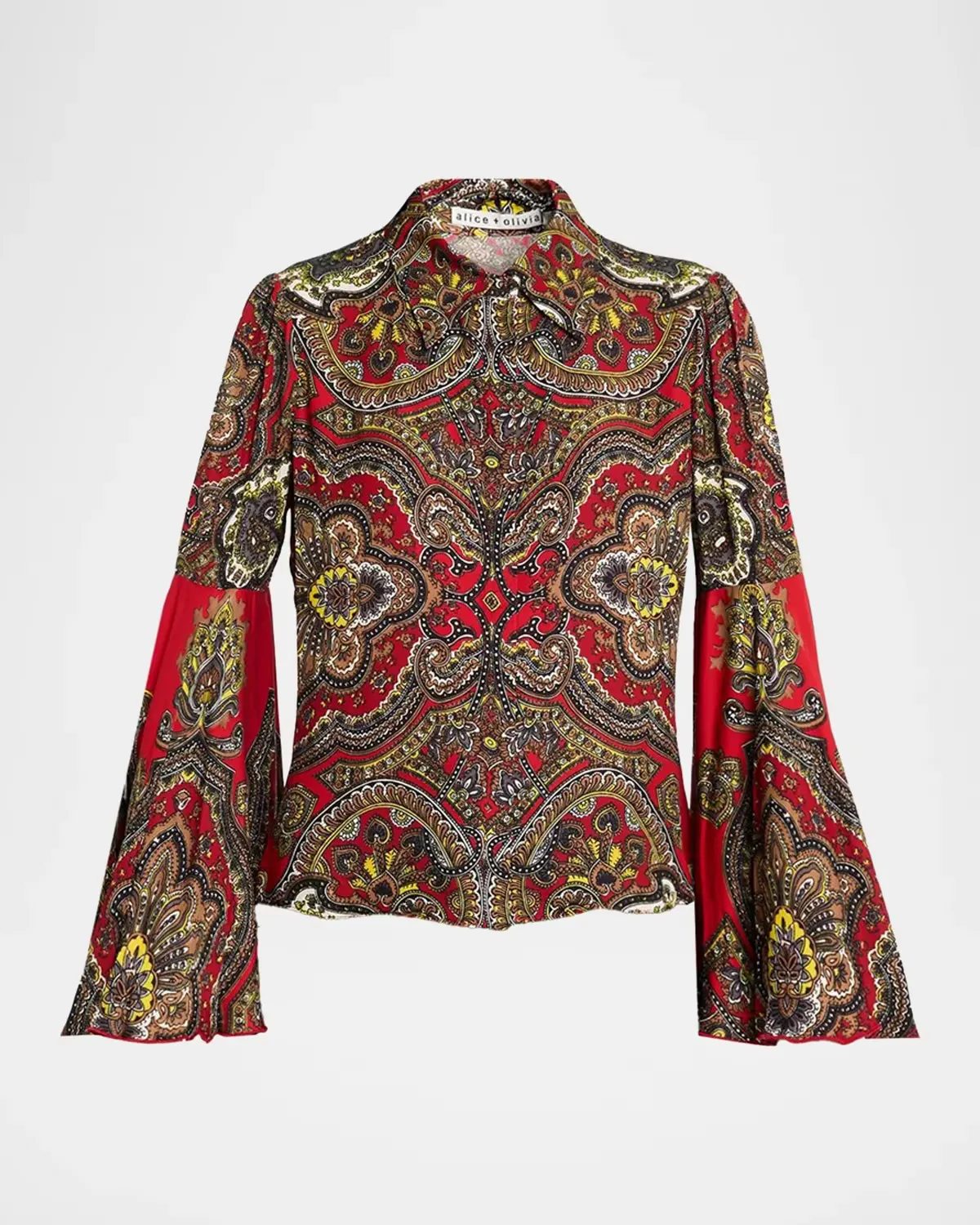 Willa Printed Bell-Sleeve Top by Alice + Olivia
