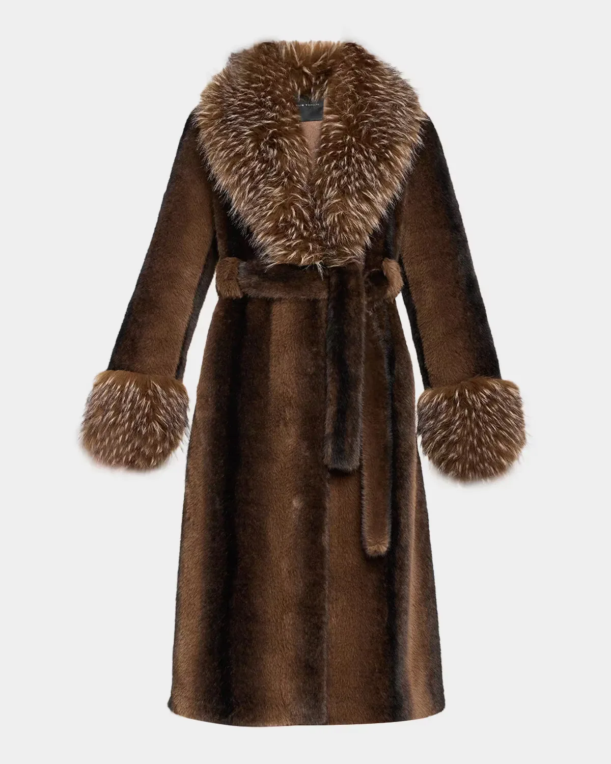 The Speckled Shawl-Collar Faux Fur Coat by Elie Tahari