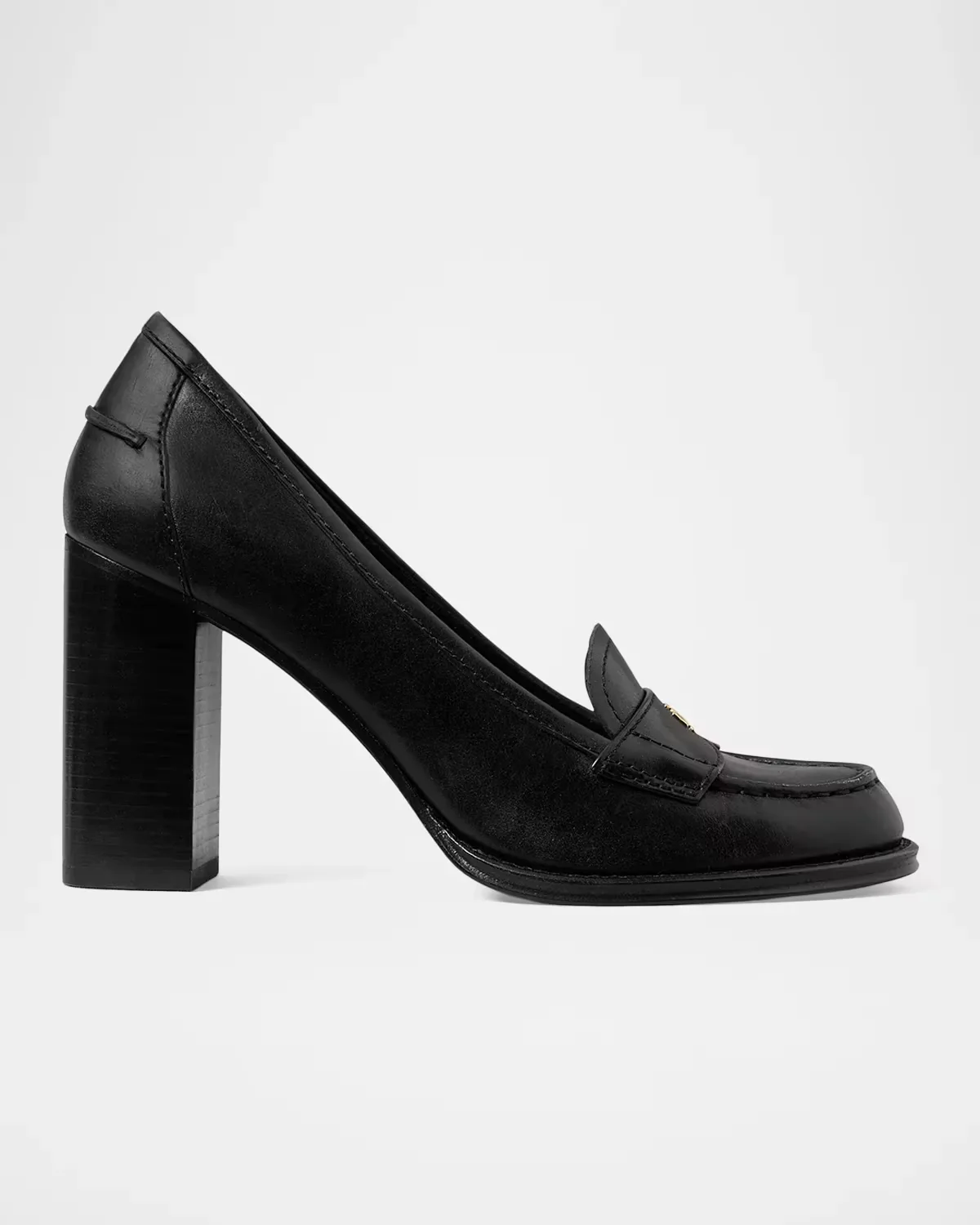 85mm Vintage Heeled Leather Loafers by Tory Burch