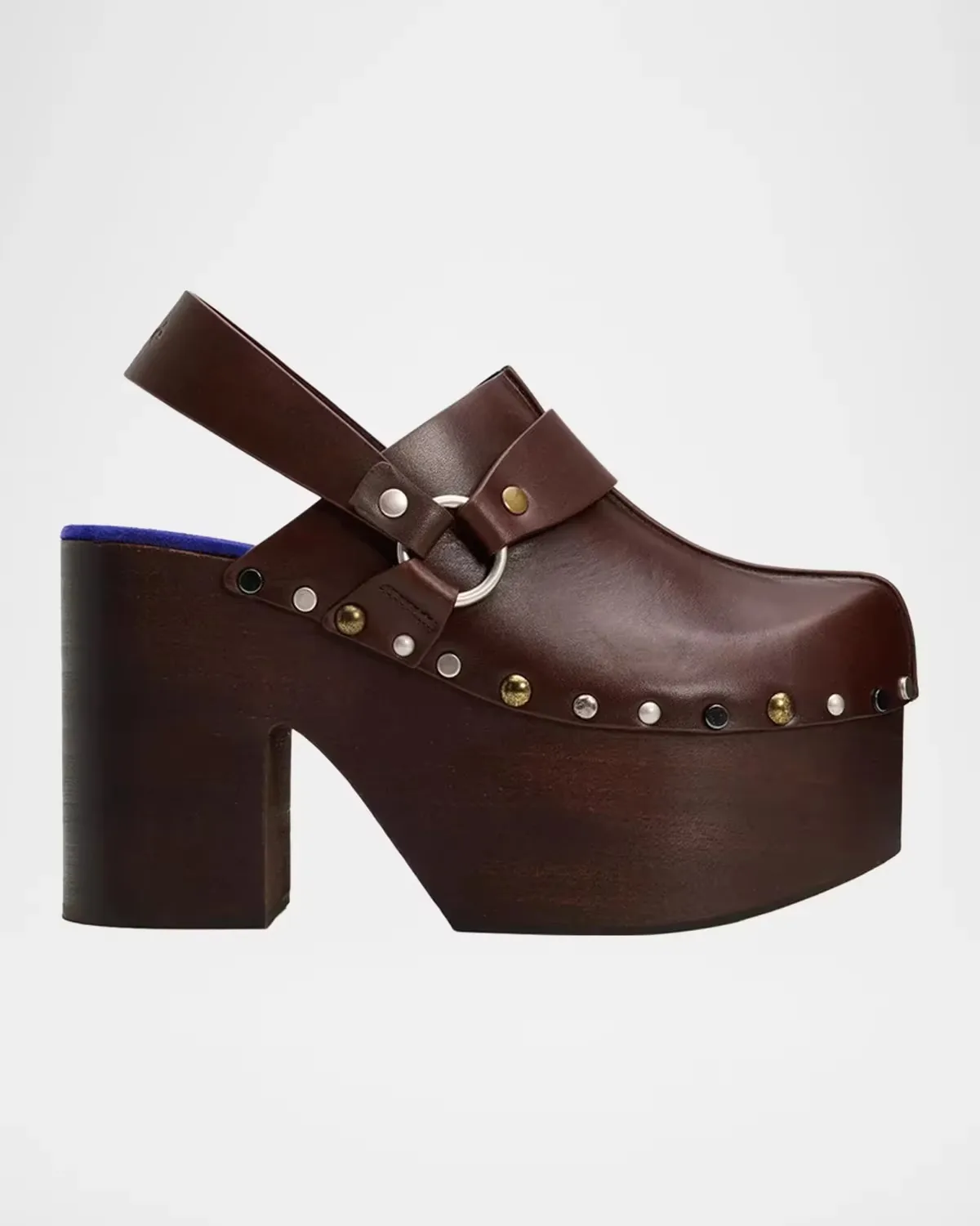 115mm Talis Studded Leather Platform Clogs by Chloé
