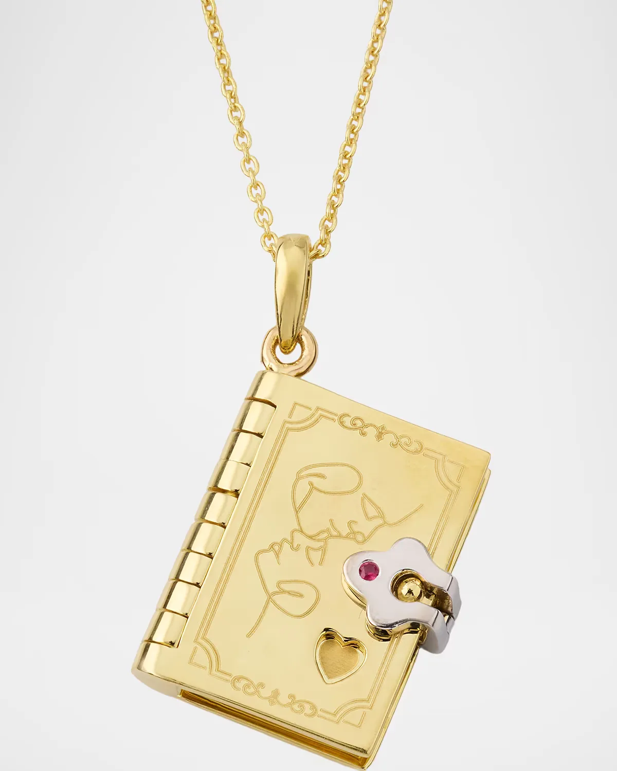 Tiny Treasurers 18K Yellow Gold Love Story Book Necklace by Roberto Coin