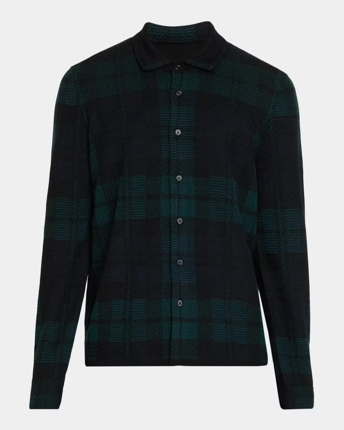 Wool Knit Plaid Button-Front Shirt by rag & bone