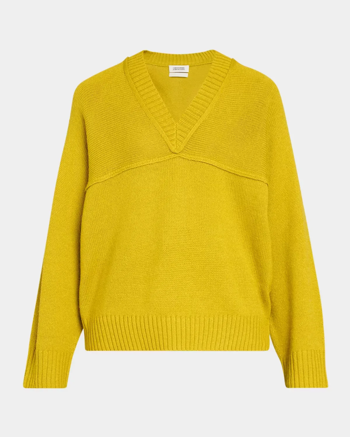 Alpaca-Blend Yoke Oversized V-Neck Sweater by CHRISTOPHER JOHN ROGERS