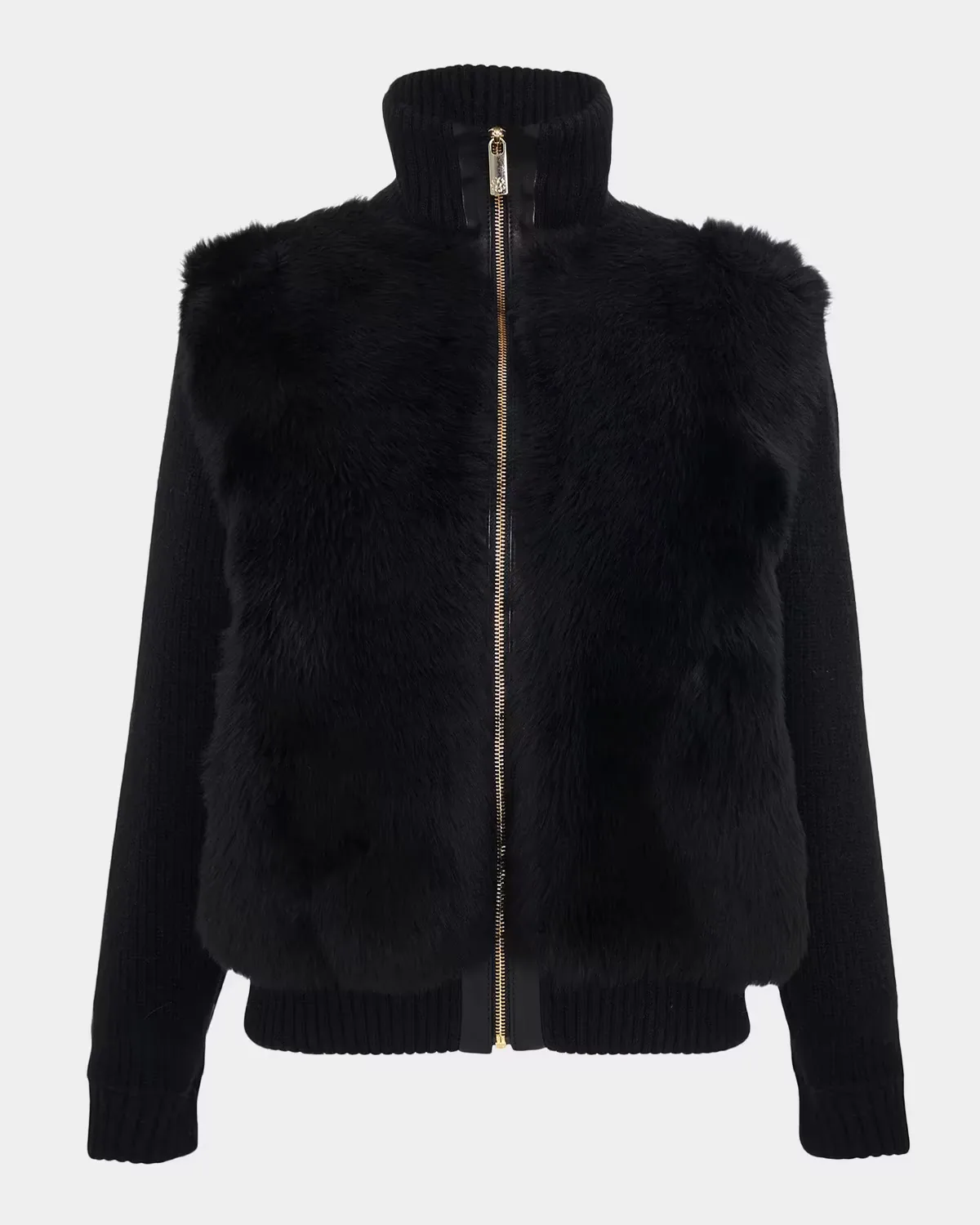 Shearling-Front Mixed Media Jacket by Gorski