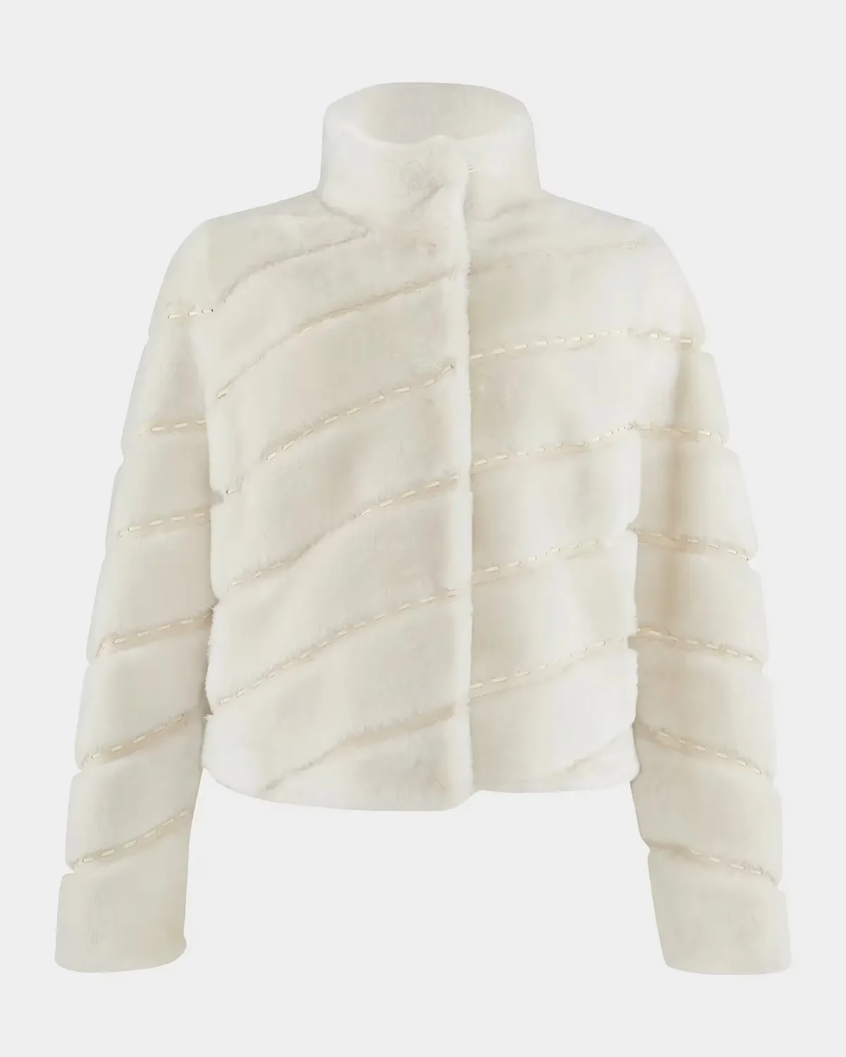 Diagonal Topstitched Merino Shearling Coat by Gorski