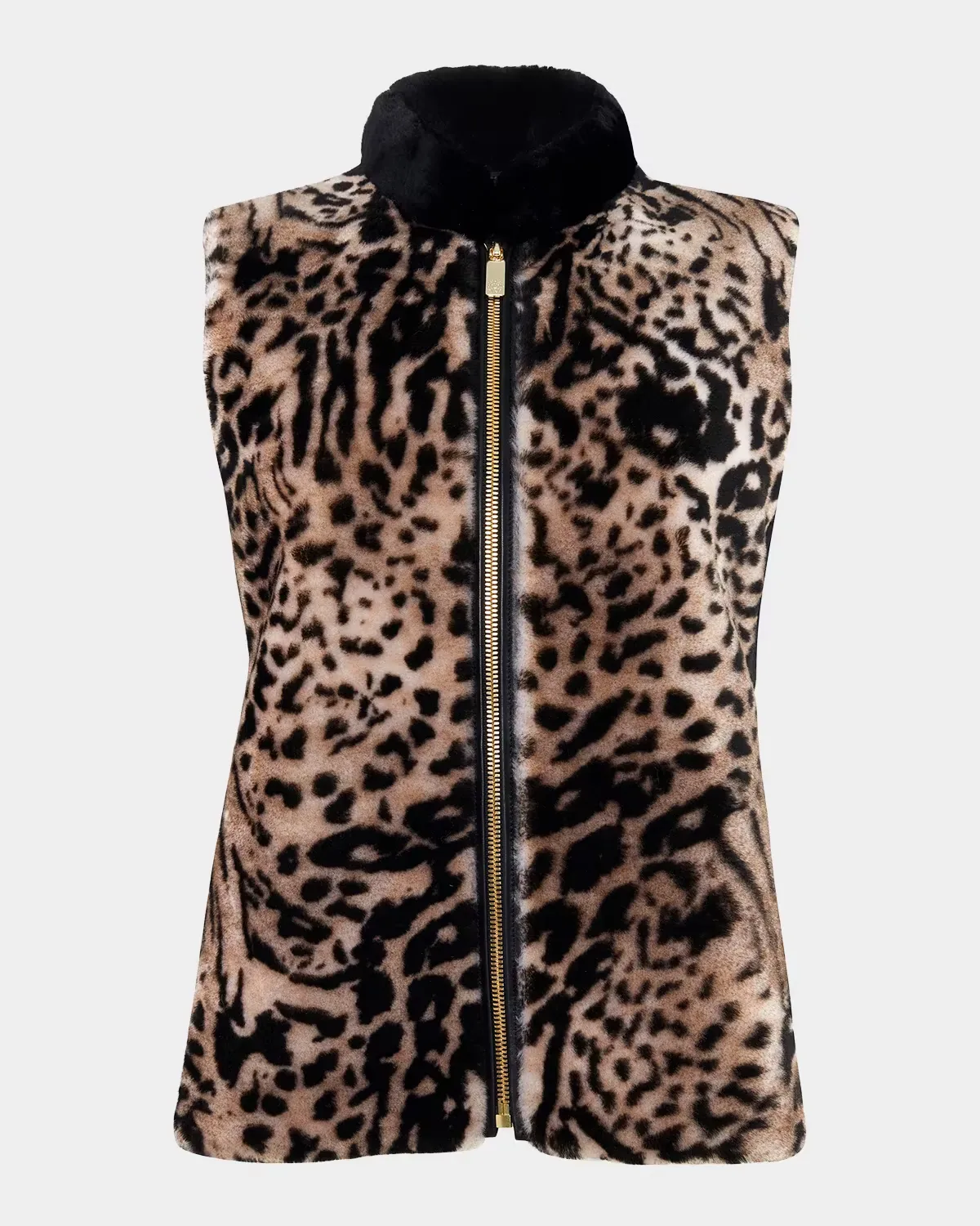 Select Animal-Print Lamb Shearling Zip Vest with Loro Piana Wool by Gorski