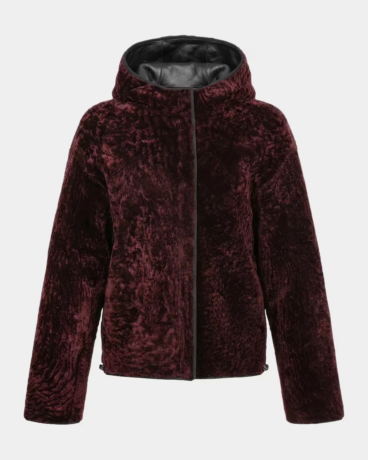 Textured Lamb Shearling Hooded Jacket by Gorski