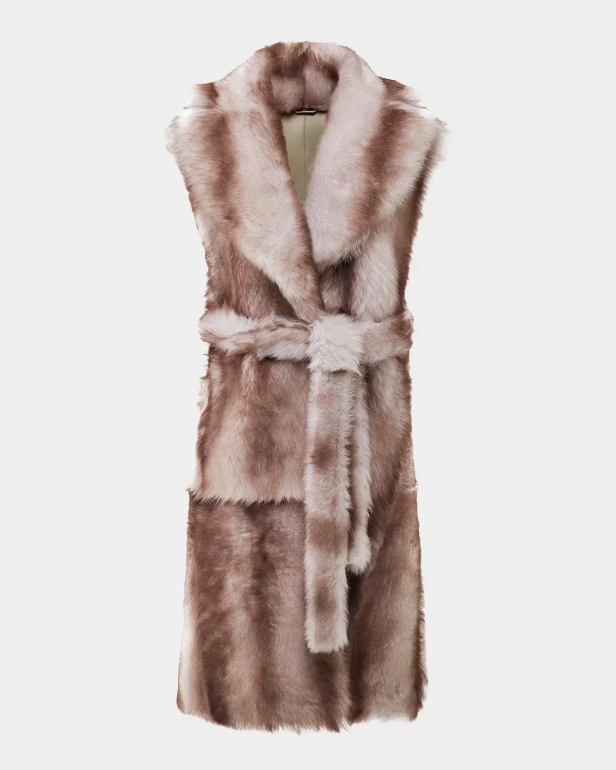 Toscana Lamb Shearling Belted Long Vest by Gorski
