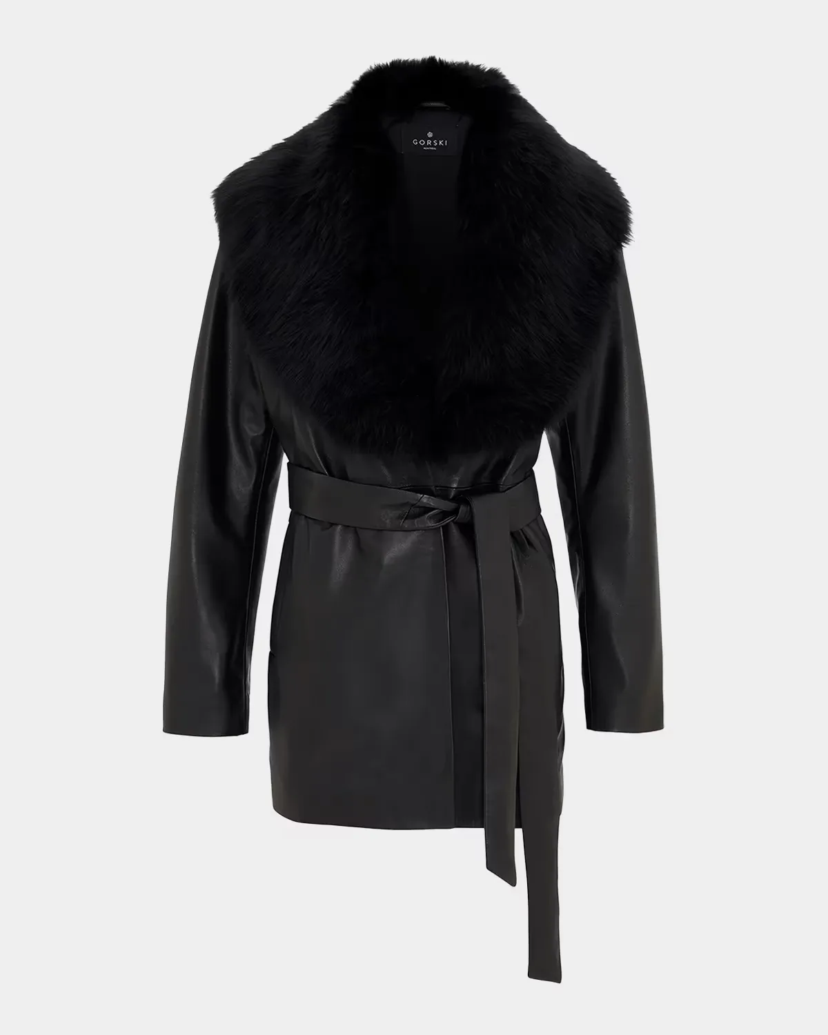 Nappa Leather Jacket W/ Shearling Collar by Gorski