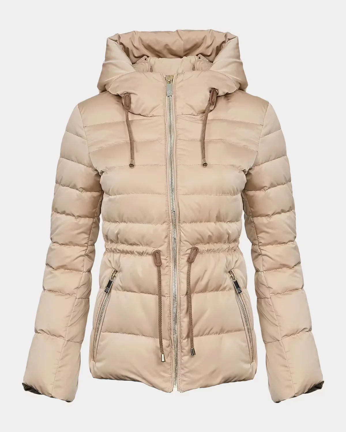 Apres-Ski Horizontal Quilted Down Jacket with Hood by Gorski