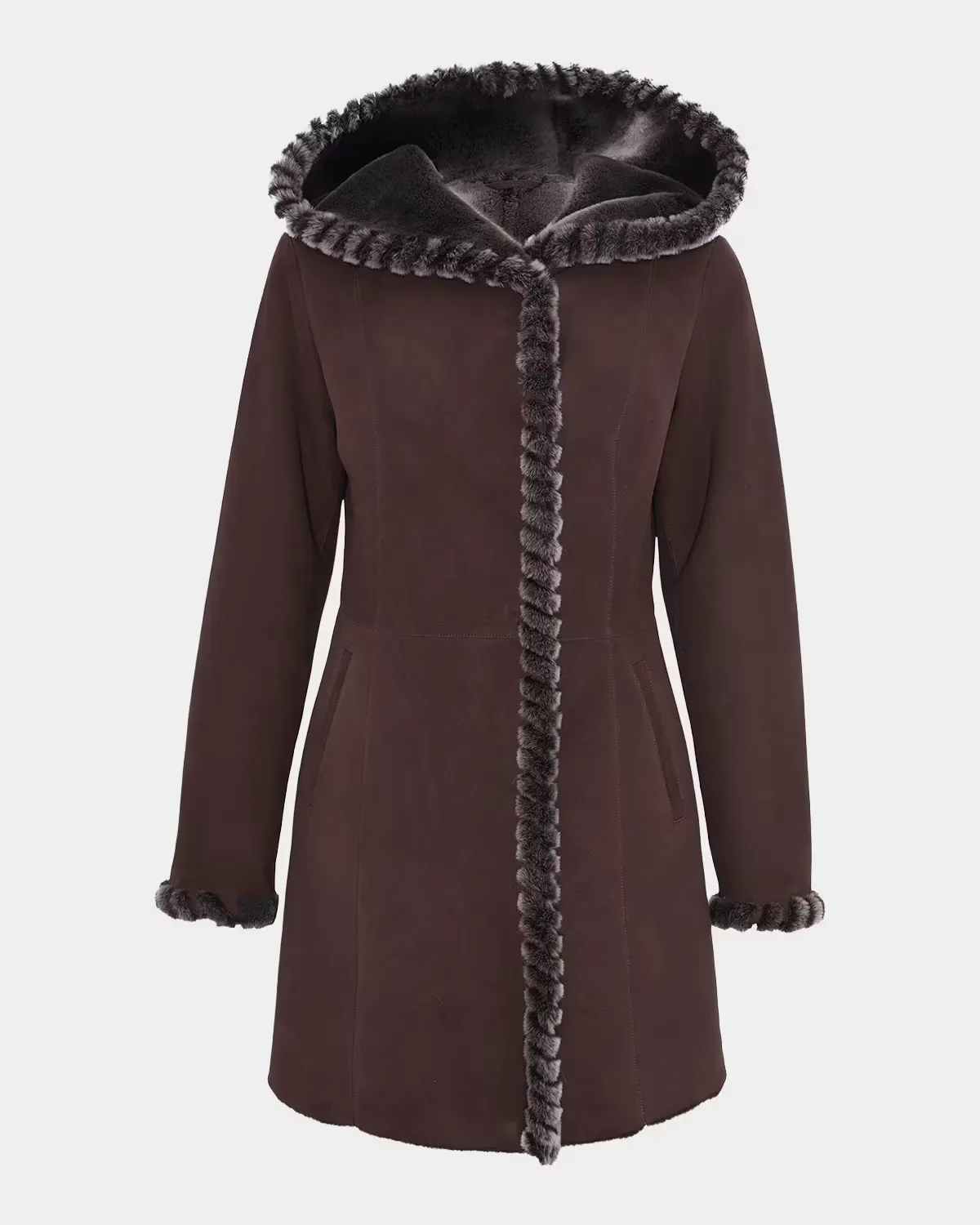 Hooded Merino Shearling Parka with Whipstitch by Gorski