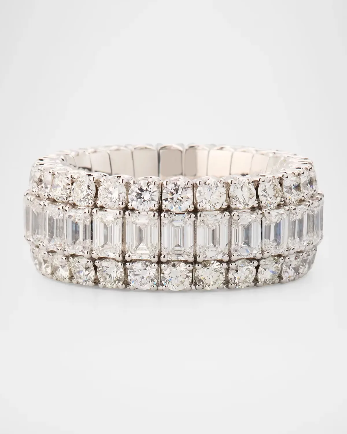18K White Gold Xpandable Round and Emerald-Cut Diamond Ring, 6.85tcw by Picchiotti