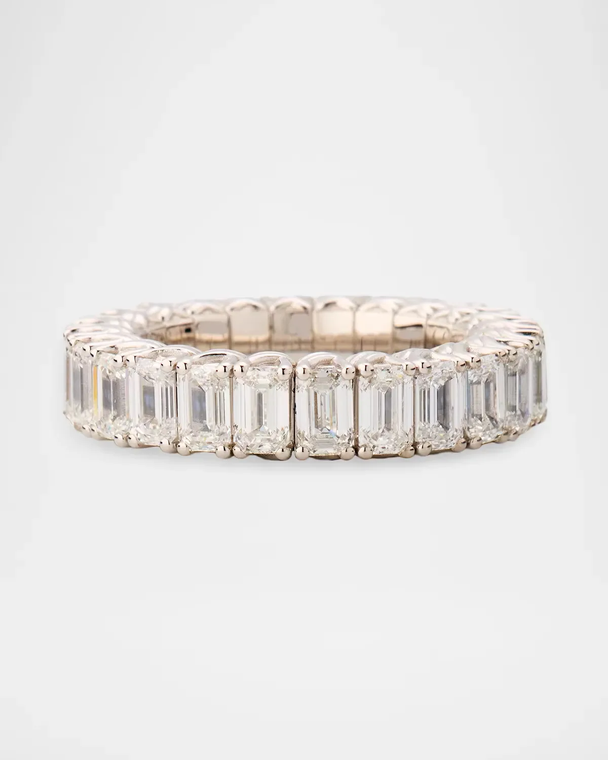 18K White Gold Xpandable Emerald-Cut Diamond Eternity Ring