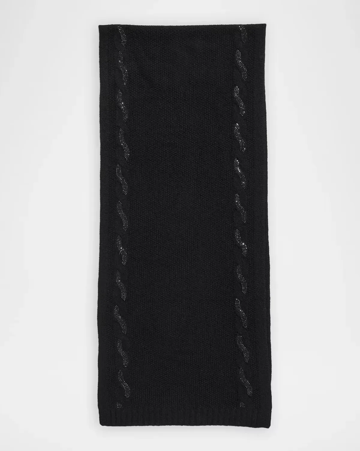 Crystal-Embellished Cable-Knit Cashmere Scarf by Sofia Cashmere