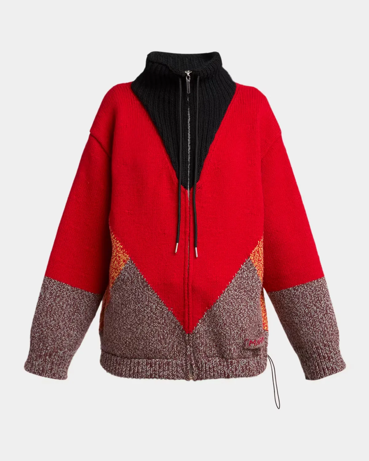 Colorblock Wool-Cashmere Drawstring Zip Jacket by Marni