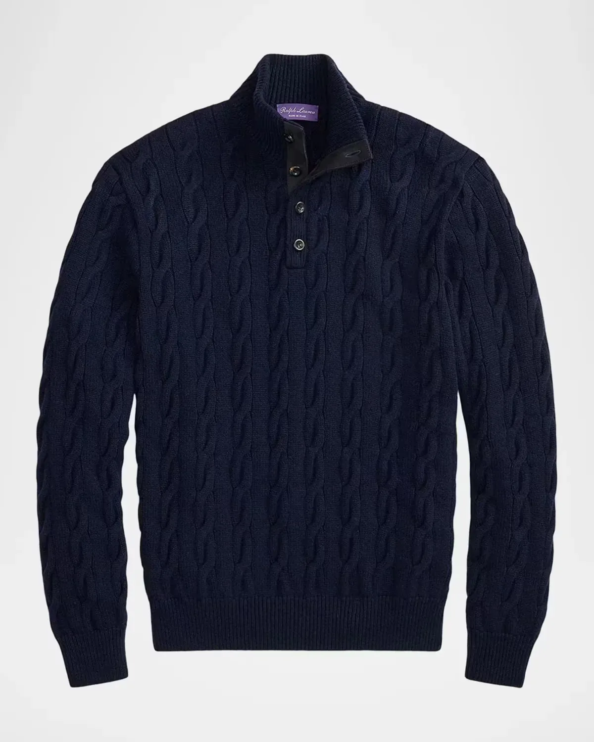 Cable-Knit Cashmere Mockneck Sweater by Ralph Lauren