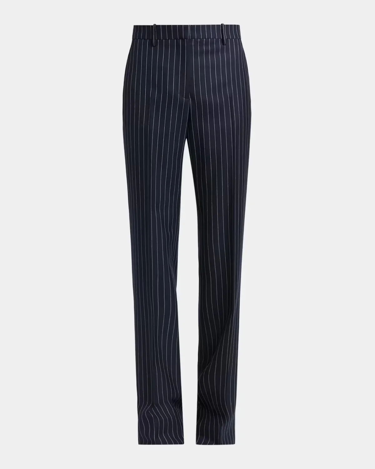 Corded Chalkstripe Wool Tailored Straight-Leg Boyfriend Pants by Tom Ford