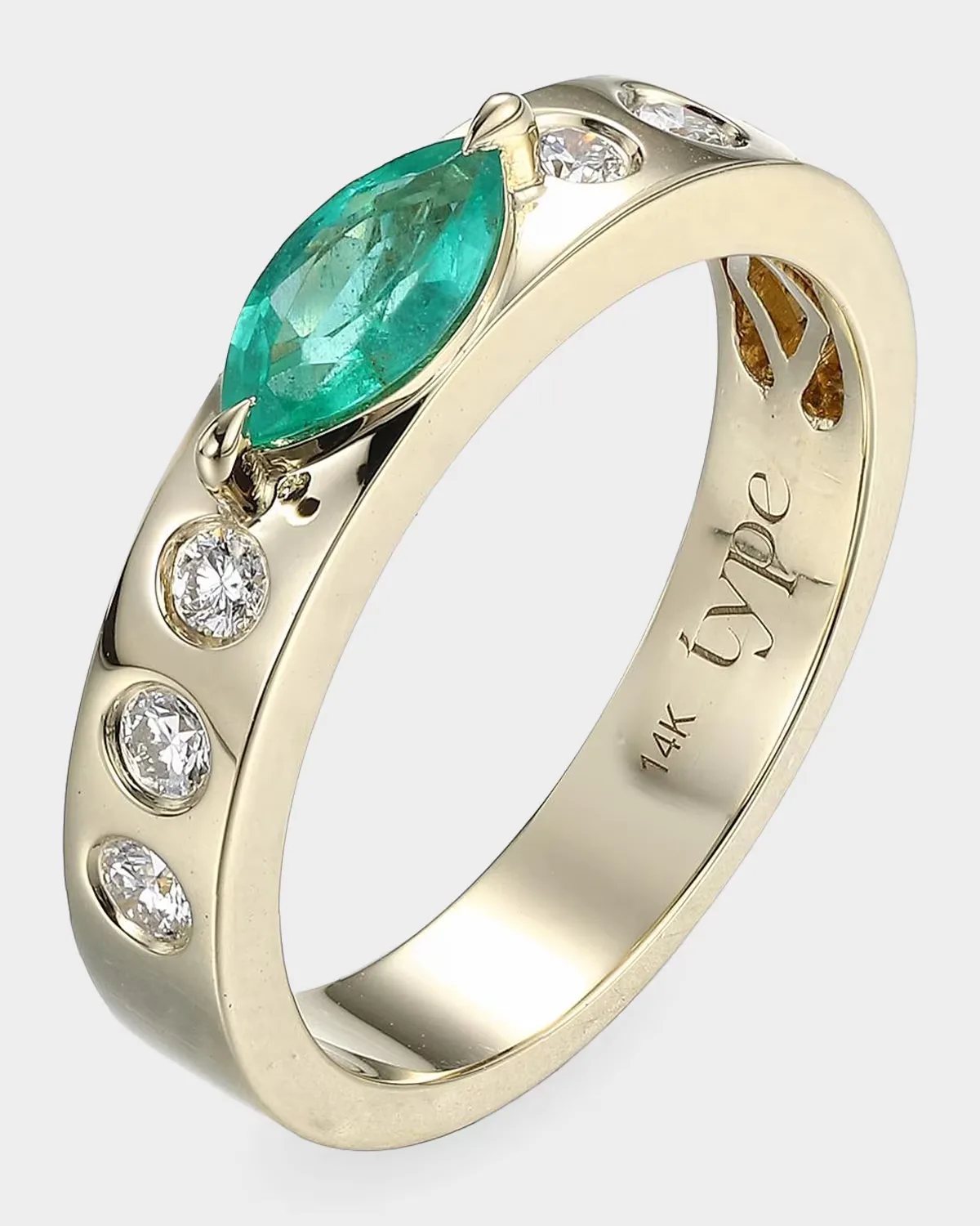 Leggo 14K Yellow Gold, Emerald & 0.39 TCW Diamond Ring by TYPE JEWELRY
