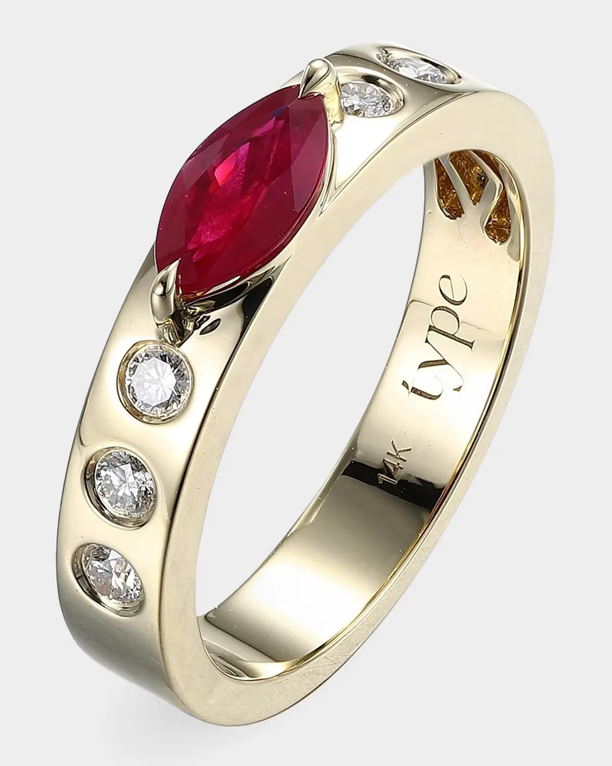Leggo 14K Yellow Gold, Ruby & 0.25 TCW Diamond Ring by TYPE JEWELRY