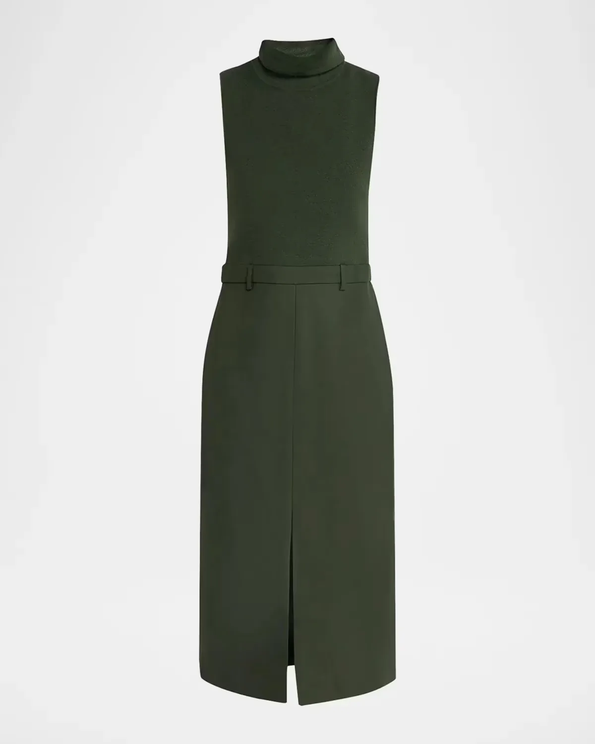 Funnel-Neck Combo Midi Dress by Theory