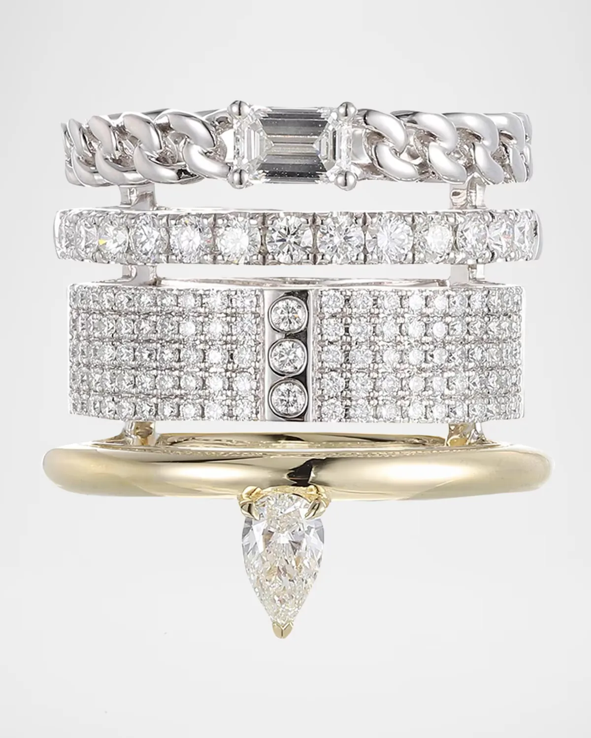 Typestack Mix Metal Diamond Ring