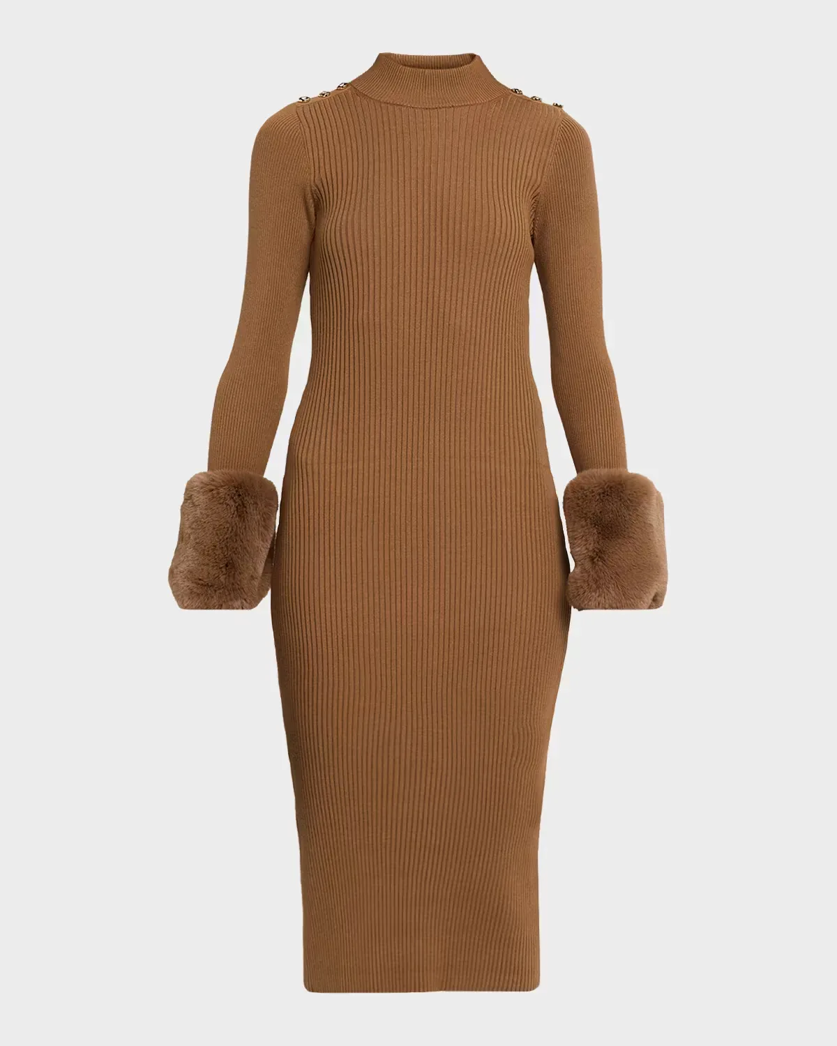 The Savannah Faux Fur-Cuff Midi Sweater Dress by Elie Tahari