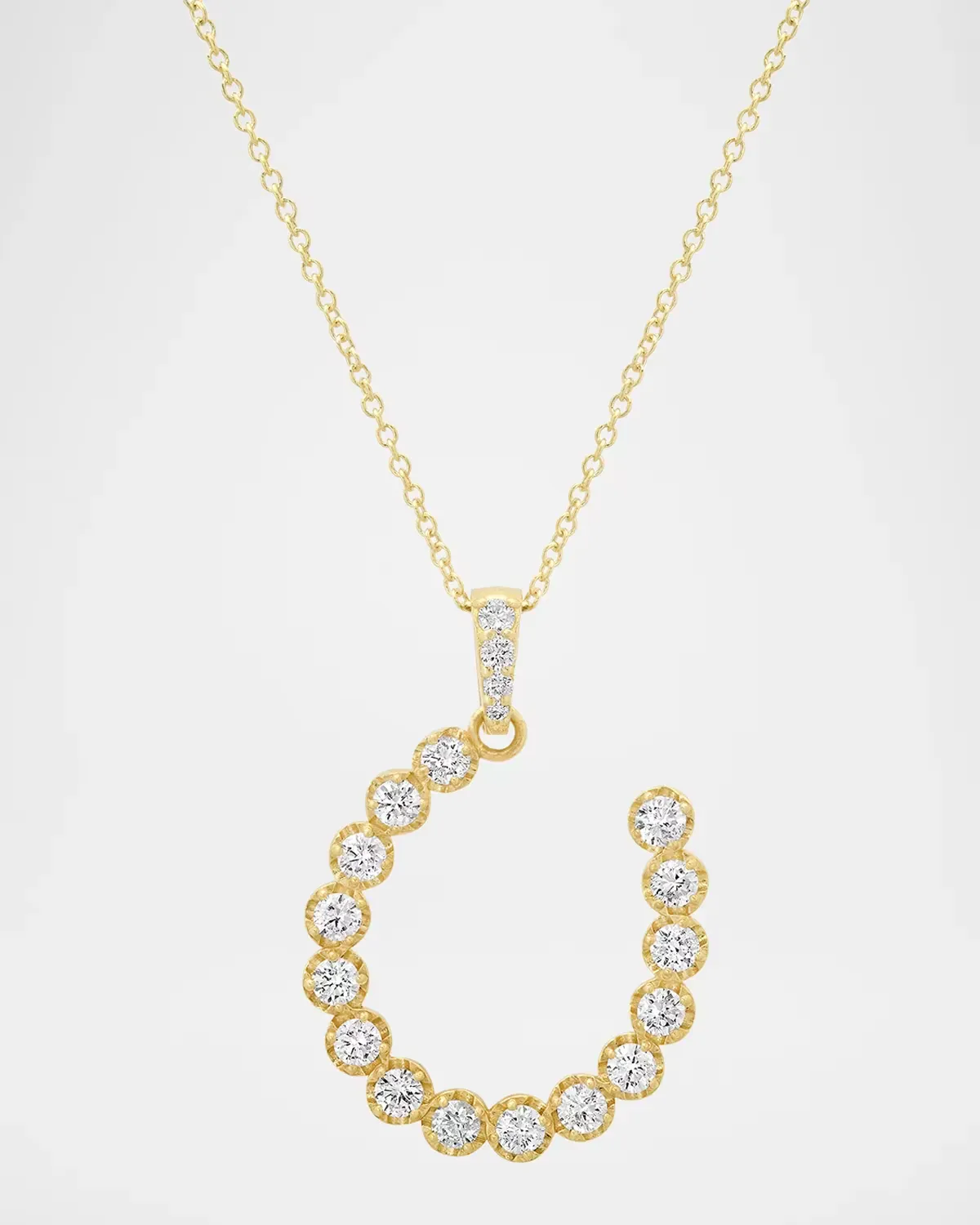 18K Yellow Gold Illusion-Set Diamond Horseshoe Pendant Necklace, 18" by Jennifer Meyer
