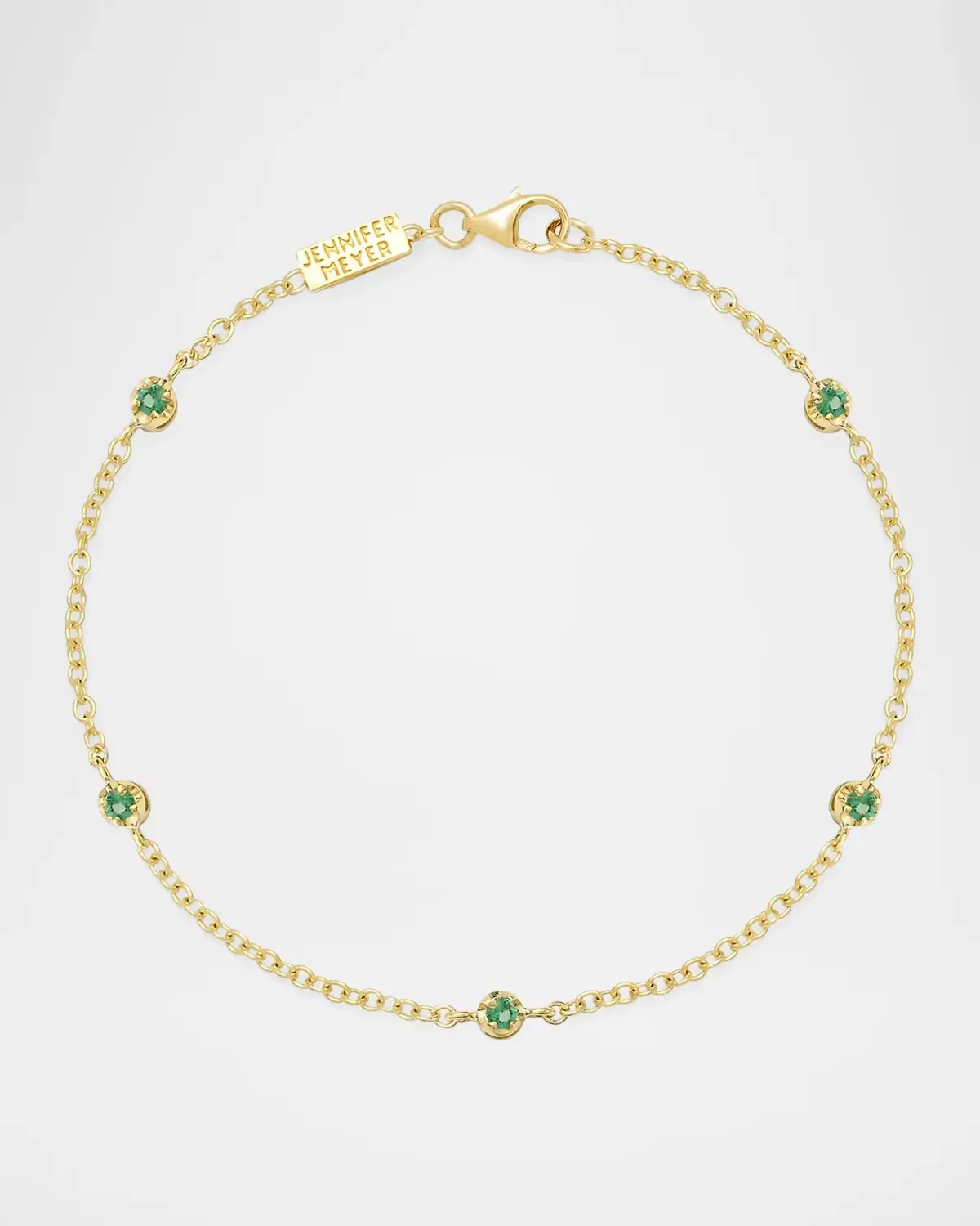 14K Yellow Gold 5 Illusion-Set Emerald Station Bracelet by Jennifer Meyer