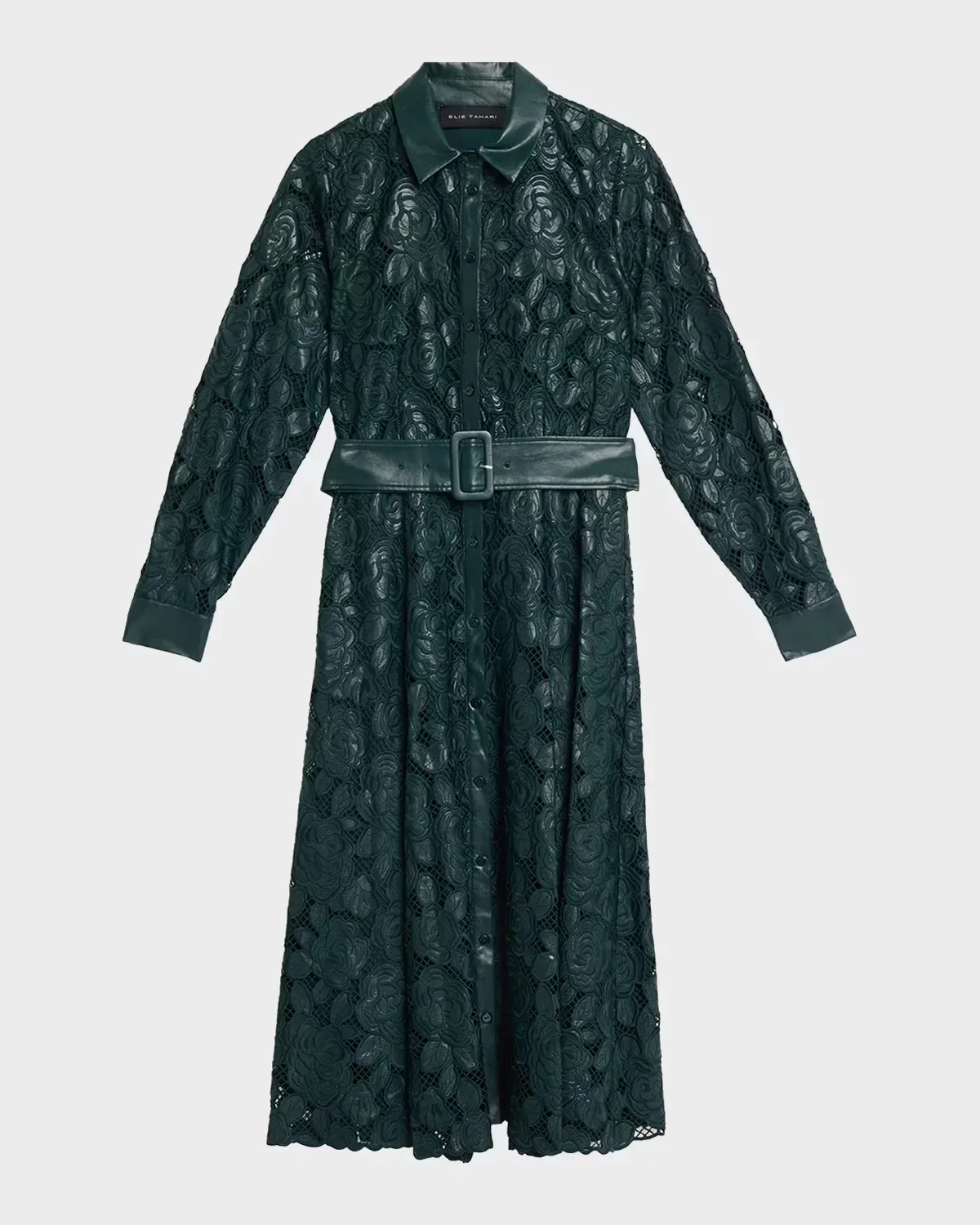 The Kennedy Vegan Leather Midi Shirtdress by Elie Tahari