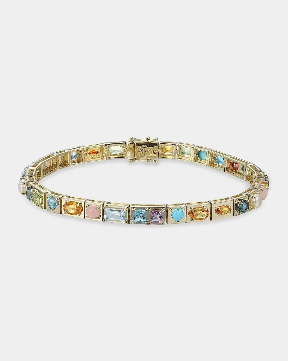 14K Yellow Gold LEGGO Mini Multi Stone Bracelet, 6.5L by TYPE JEWELRY
