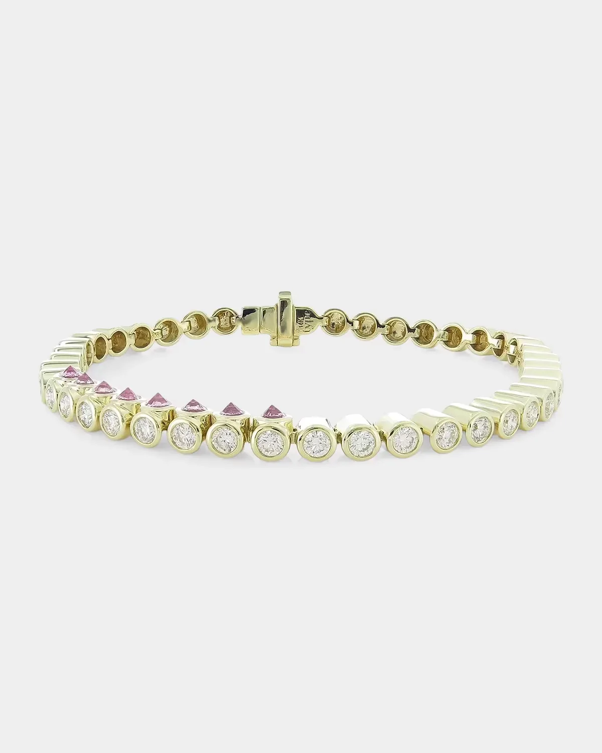 Tubbo Sideway 14K Yellow Gold, Pink Sapphire & 1.68 TCW Diamond Tennis Bracelet by TYPE JEWELRY