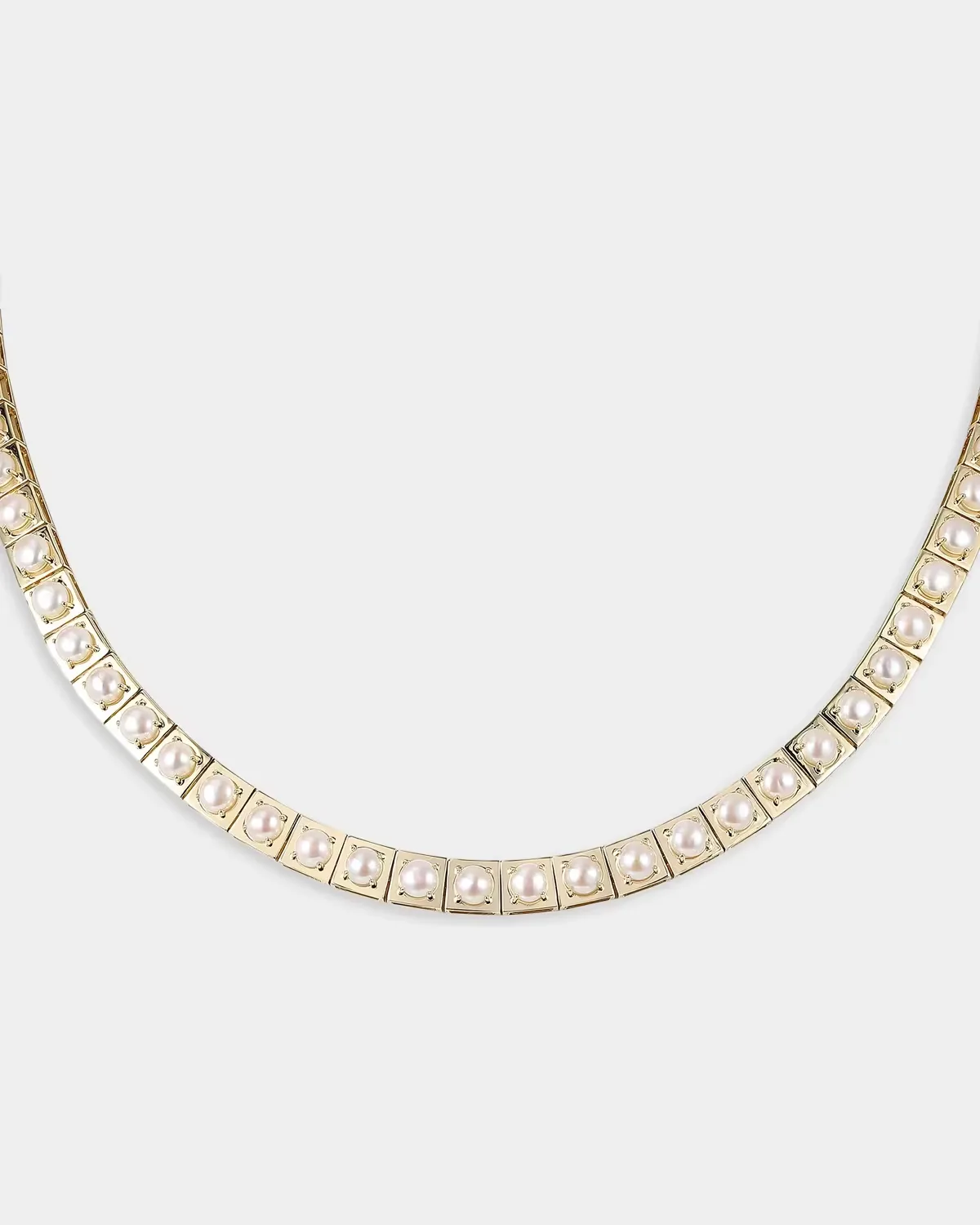 LEGGO Pearl 14K Yellow Gold Tennis Necklace