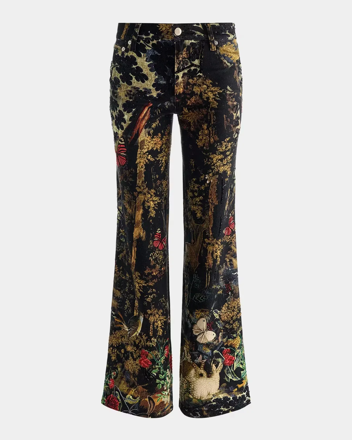 Roxie Embroidered Wide-Leg Jeans by Alice + Olivia