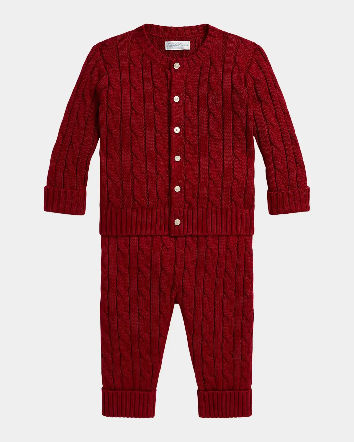 Cotton Cable Cardigan & Pants Set by Ralph Lauren