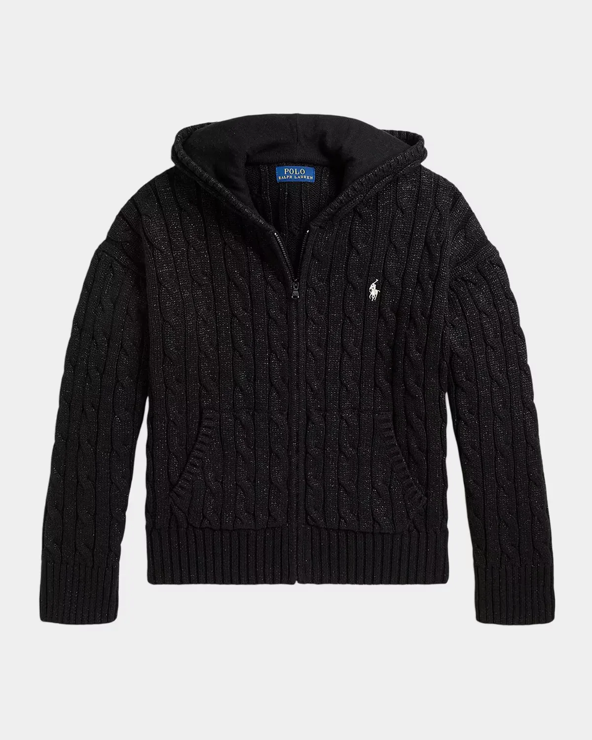 Metallic Cable Cotton Full-Zip Hoodie by Polo Ralph Lauren