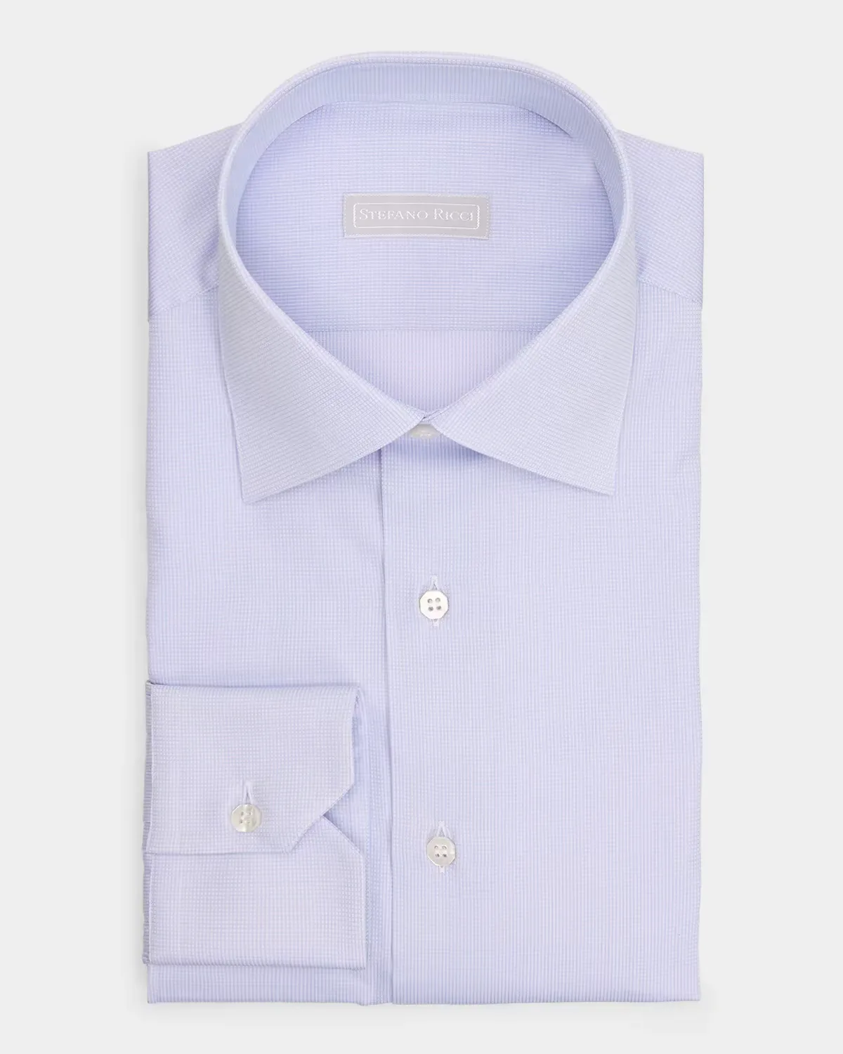 Textured Solid Grid Check Dress Shirt by Stefano Ricci