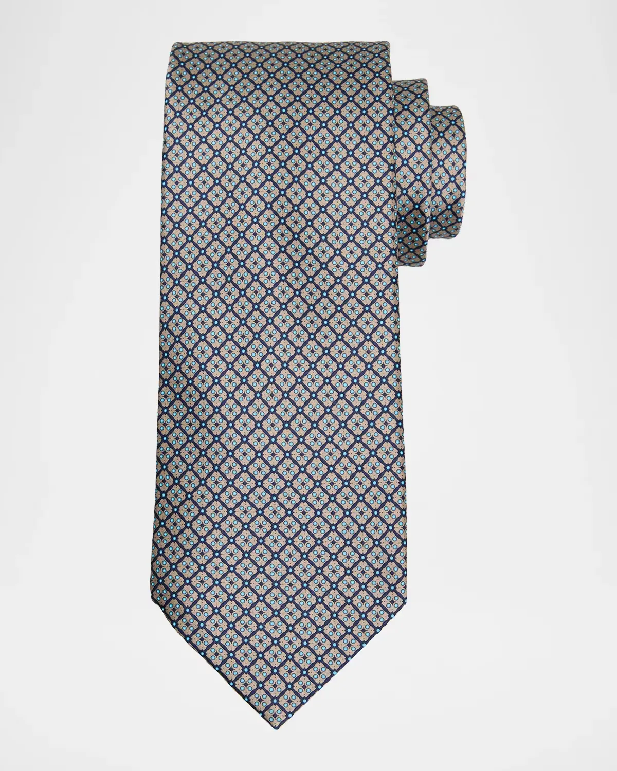 Grid Check Square Silk Tie
