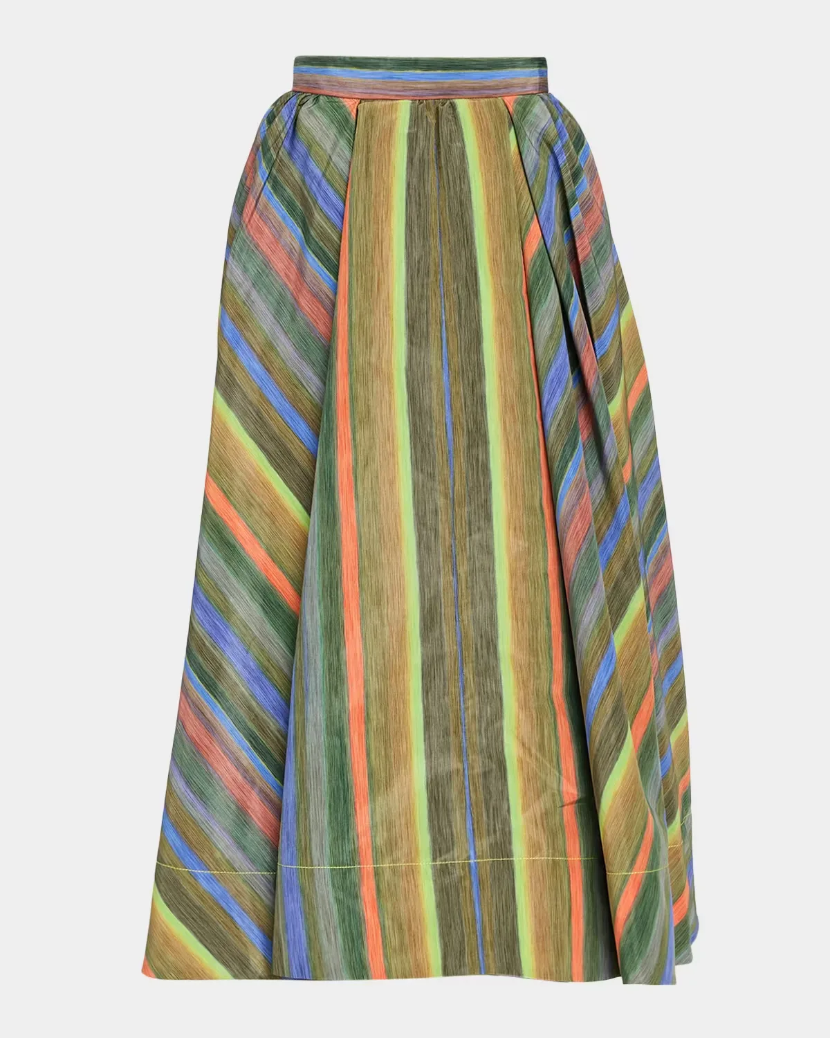 Louie Striped Taffeta Full Midi Skirt