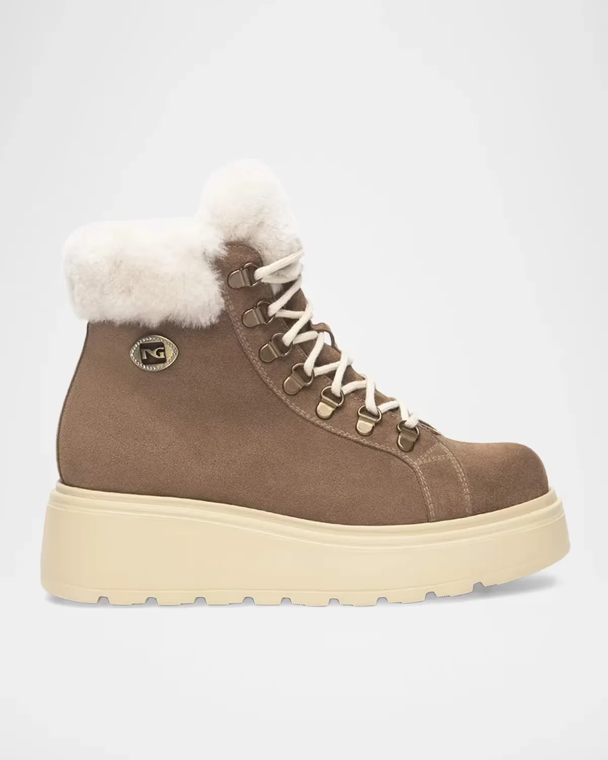 Faux Fur-Lined Suede Hiker Boots by NeroGiardini