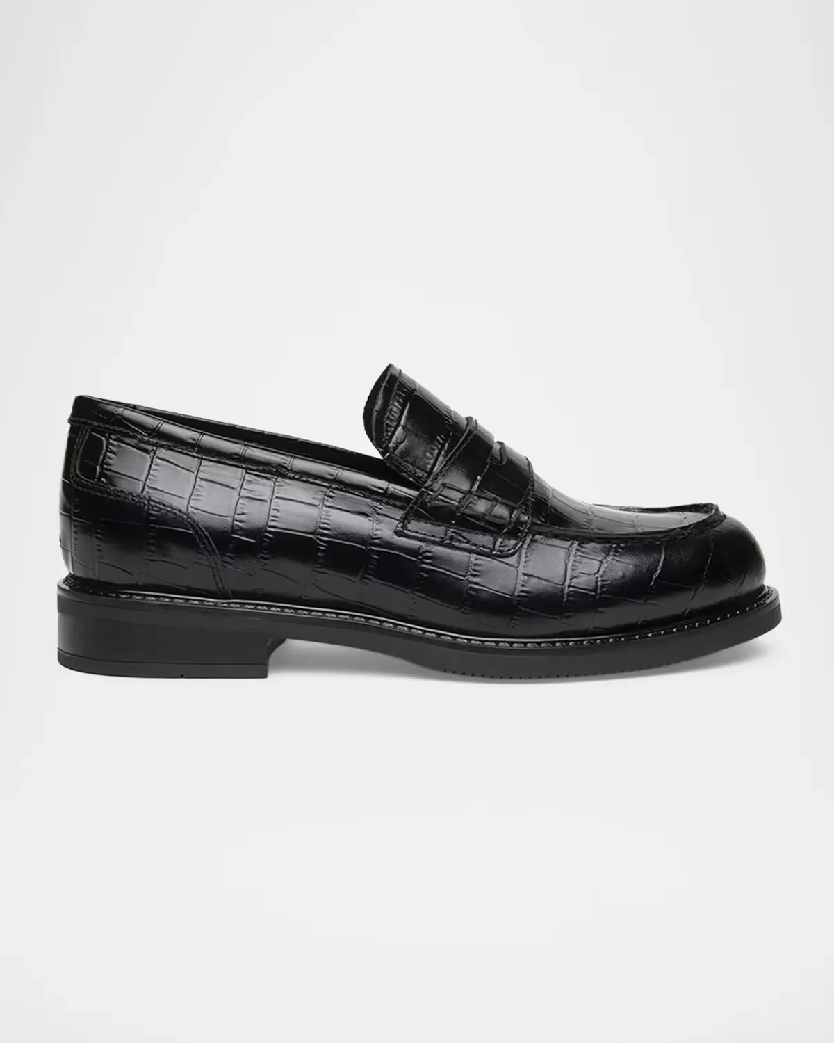 Croc-Embossed Leather Penny Loafers by NeroGiardini